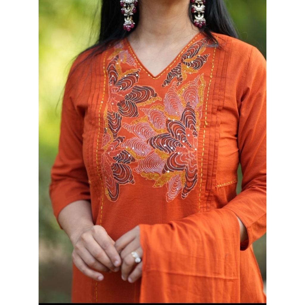 Indian Wedding Wear Salwar Kameez Women Cotton Kurti Pant Dupatta Set Dress