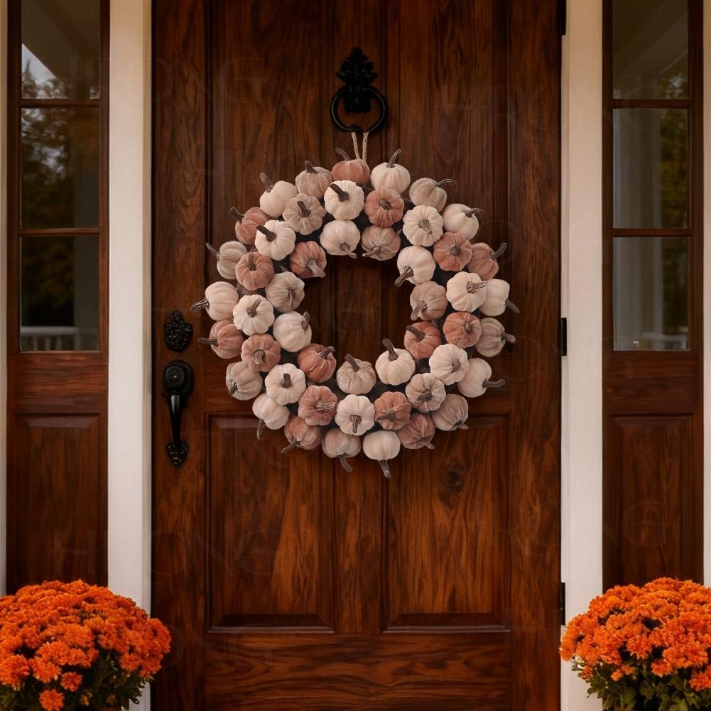 1PCS Fall Pumpkin Wreath Charming 17.72 Fall Pumpkin Wreath For Cozy Thanksgiving Home Decor Christmas Festive DIY Decorations