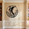 2D Laser Cut Dolphin Wave Iron Wall Art, Large Black Metal Decor for Living Room Bedroom, 1pc