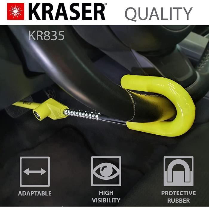 KRASER KR835 Canne Antivol Volant Universel Voiture Crochet de Pédale de Verrouillage de Volant Réglable, Antidémarrage de Voiture