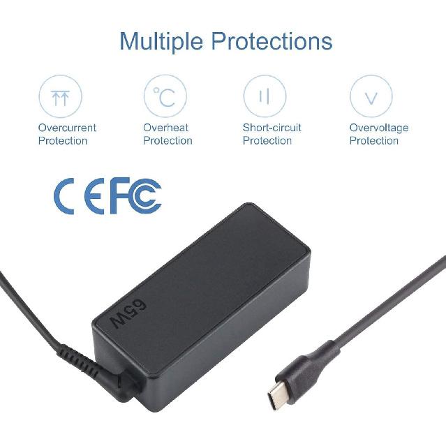 Replacement 65w USB C Laptop Charger for Lenovo ThinkPad/Chromebook/Yoga,ThinkPad T480 T490 T580 E480 ADLX65YDC2A Power Supply for Lenovo Laptop