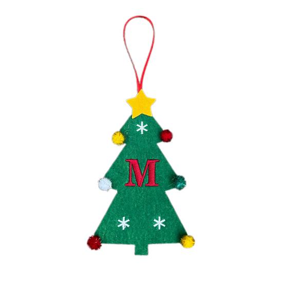 Christmas Tree Pendant Ornament with Lanyard 26 Letter Design Felt Fabric Holiday Xmas Tree Hanging Decoration