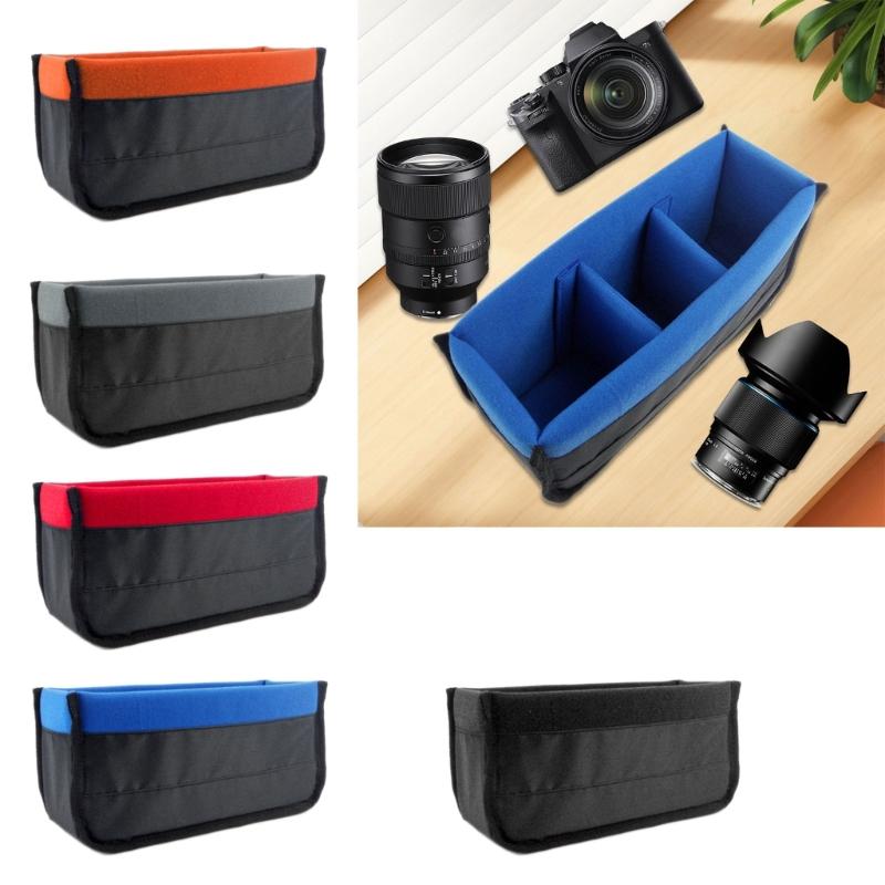 Nylon Velvet DSLR SLR Camera Insert Organizers Case with Adjustable Padding for Safe Storage