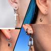 Set di 2 orecchini a cerchio pendenti con catena lunga a croce in acciaio inossidabile per uomo donna Regali Tono Nero/Argento