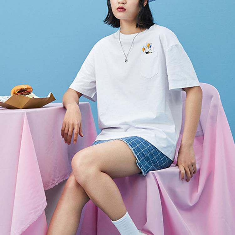 Li-Ning X Disney Crossover Sports Fashion Series Cartoon Print Oversized T-Shirt Women Tops White AHSR540-1