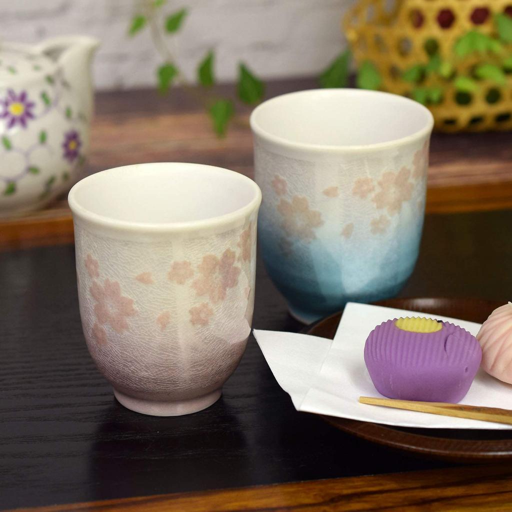 Teacup Pair Stylish Kutani Ware Couple Teacup Ginsai Sakura Teacup Ceramic Brand Japanese Tableware Made in Japan