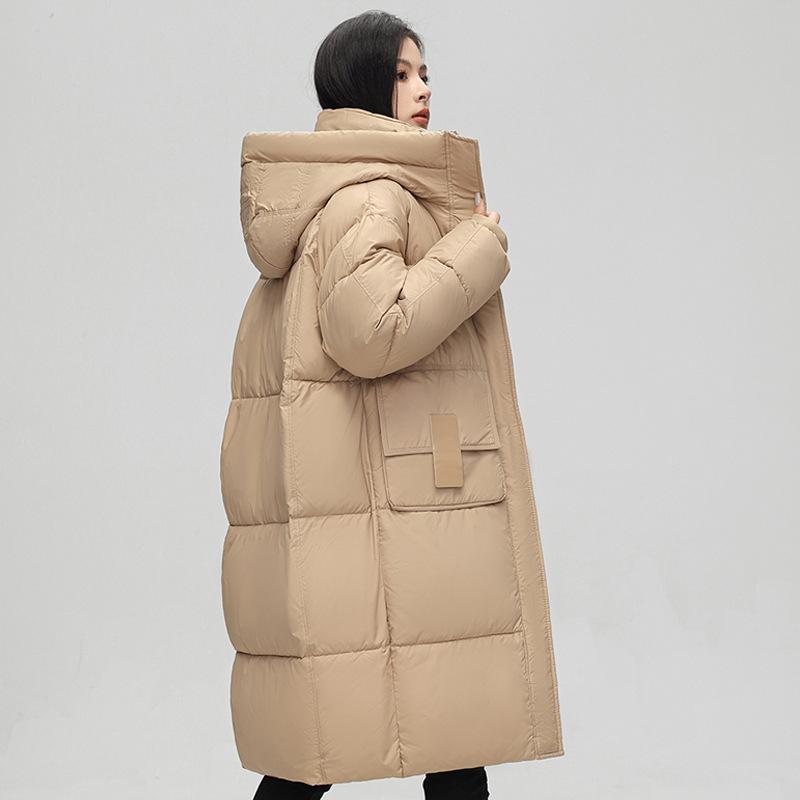 Women's windproof lightweight hooded fluffy warm and cold loose long casual sports jacket high quality fabric cotton jacket coat