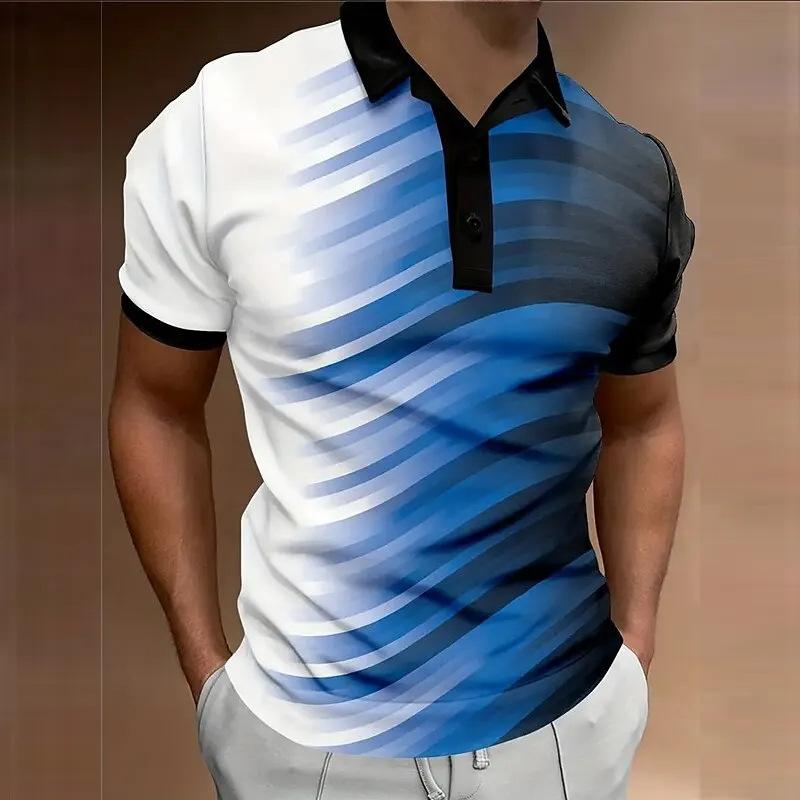 3D Striped Print Street POLO T Shirt 6XL Plus Size Casual Tops