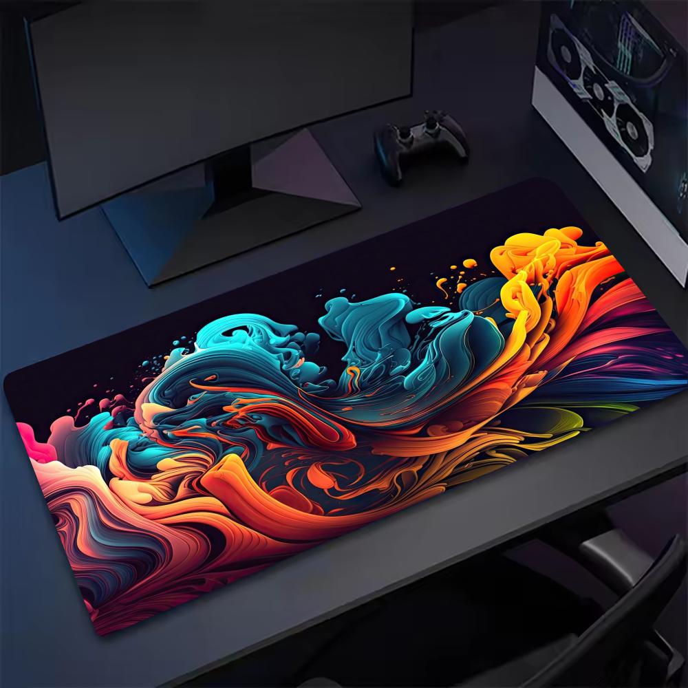 Colored Liquid Keyboard Mouse Pad Large MousePad XXL Gaming Mini PC Rubber Lock Desk Mat Laptop Computer Gamers Work Office