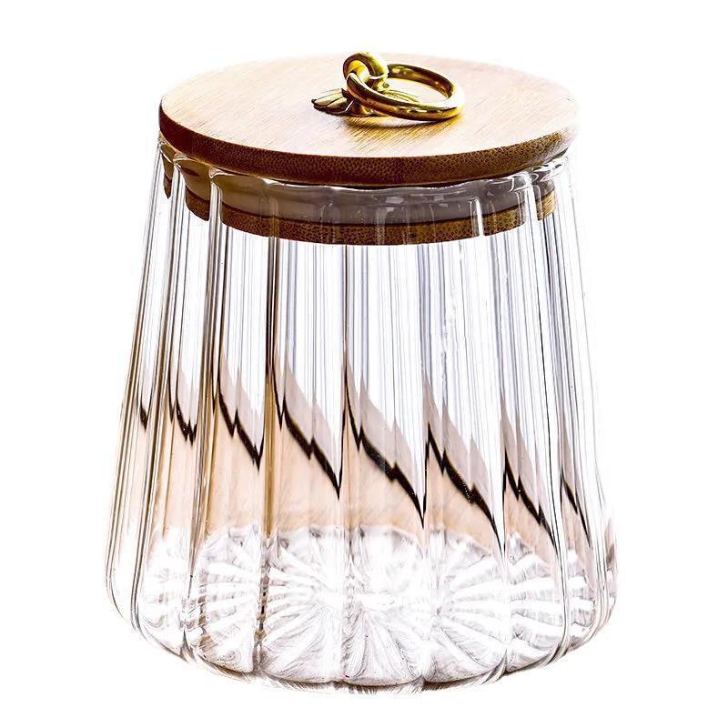 Changbaosen Striped Glass Tea Storage Jar