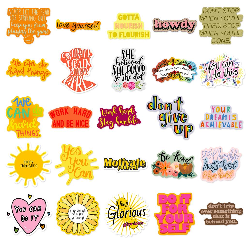 50 Inspirational Copybook Paper Diy Suitcase Sticker English Cartoon, Creative Graffiti Sticker