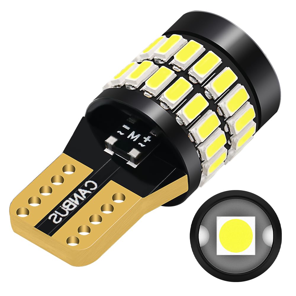 Zwei T10 LED Weiße Glühbirnen mit 36 LEDs und 1 LED Kompatibel mit einem weiten Spannungsbereich von 12V bis 48V Geeignet für Auto Ohne toten Winkel W5W Eingebaut