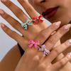 Shimmering Butterfly Knot Ring With Glossy Enamel Finish Allergy Resistant Alloy Jewelry For Daily Wear