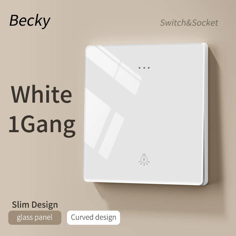 Ultra Thin Glass Wall Switch EU UK Standard 16a Socket Large Panel Wall Light Square Switch Socket 86mm Home Hotel Decoration 3