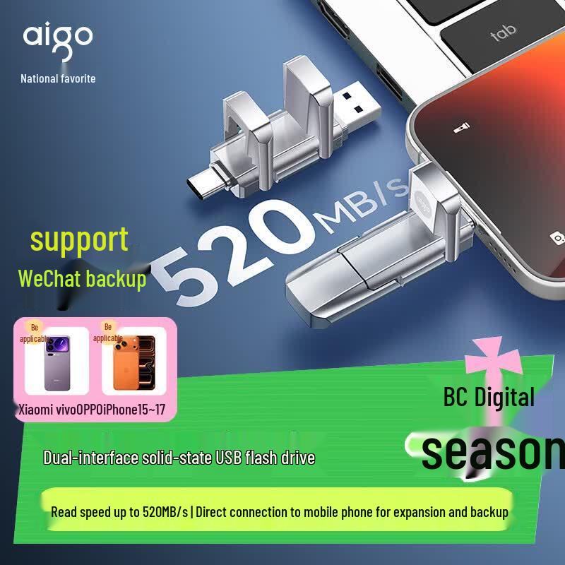 

aigo U393 128GB Dual-Interface USB 3.2 Type-C SSD Flash Drive
