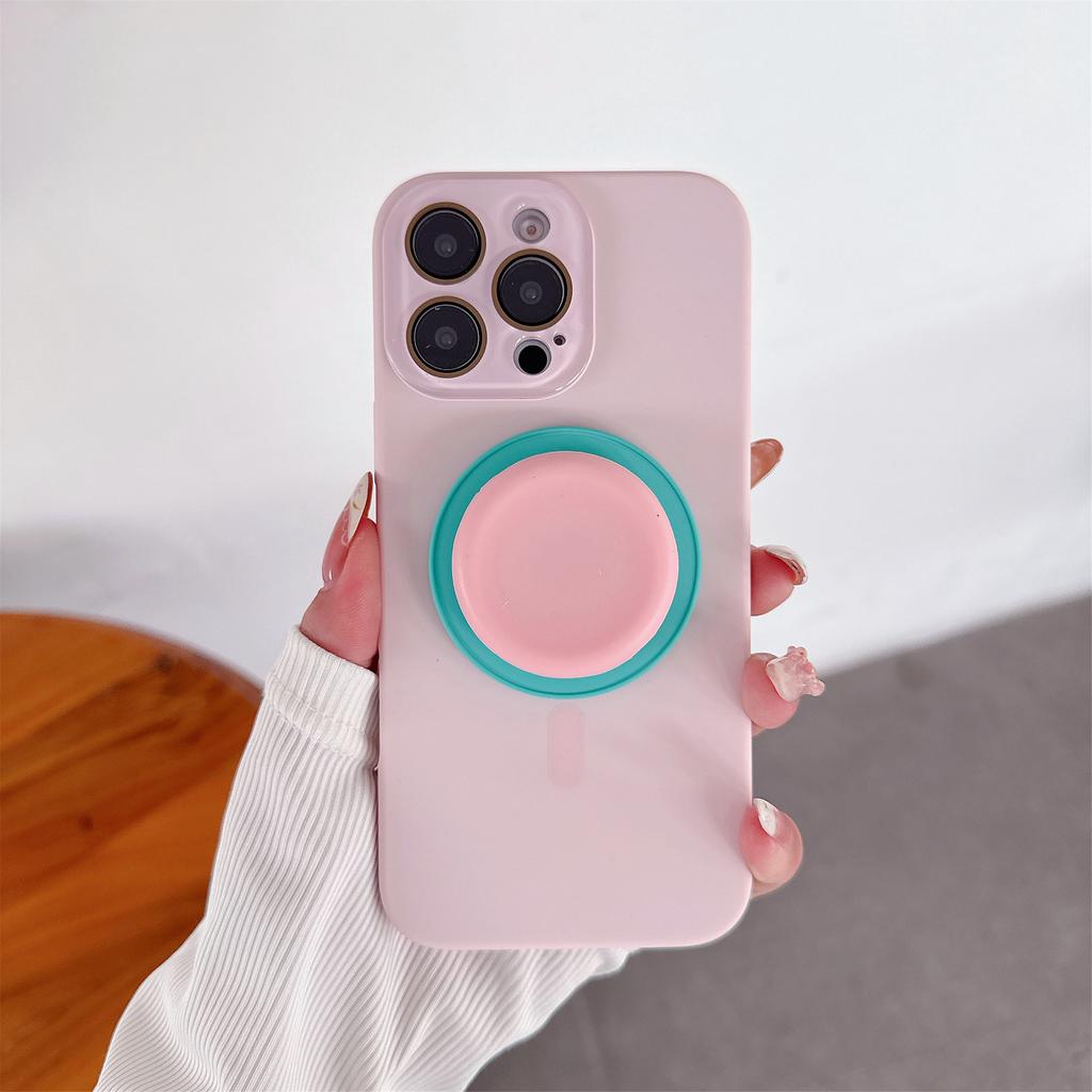 Cute Folding Bracket Kickstand Candy Color Summer Phone Case for iPhone 12 13 14 15 16 Pro Max Wireless Charging Magnetic Cover