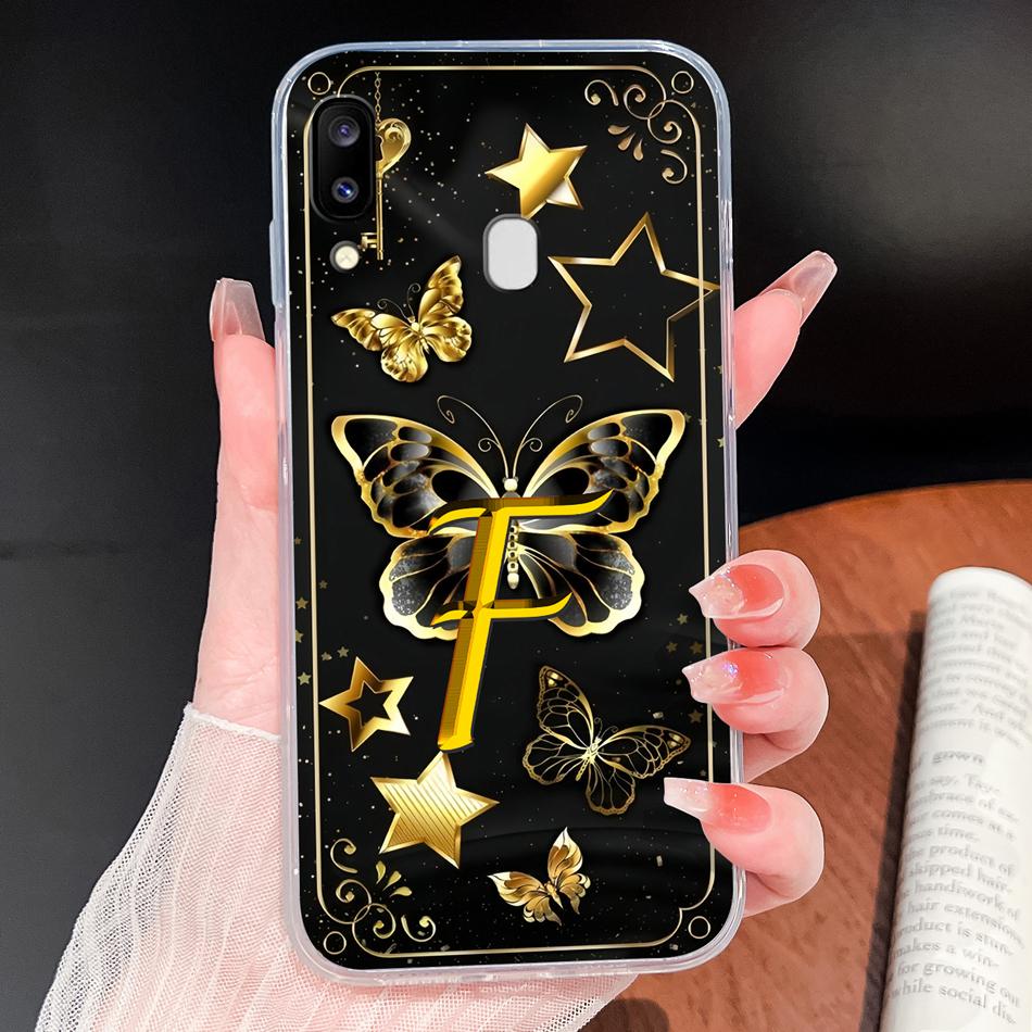 Für Samsung Galaxy A20 A20S A21 A30 A30S Handyhülle Schmetterling Buchstaben Weiches TPU Klare Silikonhülle Für Galaxy A 20 A 30 Gehäuse