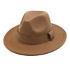 Fashion Blogger With Brown Wool Jazz Hat Vintage Big Brim Felt Top Hat