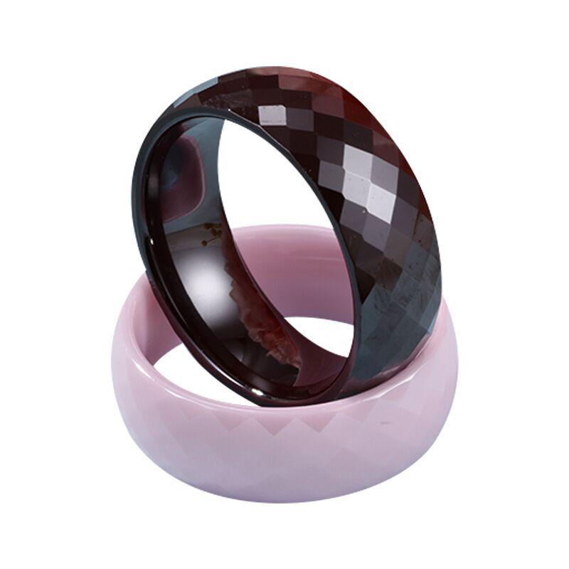 Koreanischer Modeschmuck Rhombus Keramik geschnitzter Unisex Ring, 8mm Personalisierter Schmuck
