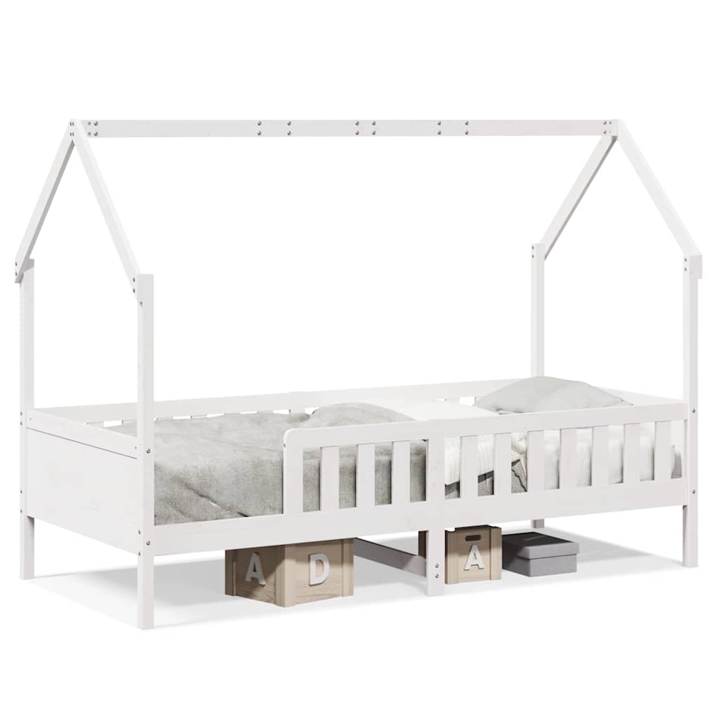 Kids House Bed White 80 X 200 Cm Solid Pine Wood