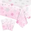 Plastic Christmas Tablecloth Bronzing Snowman Snowflake Disposable Tablecloths Disposable Table Decoration Table Cover Christmas
