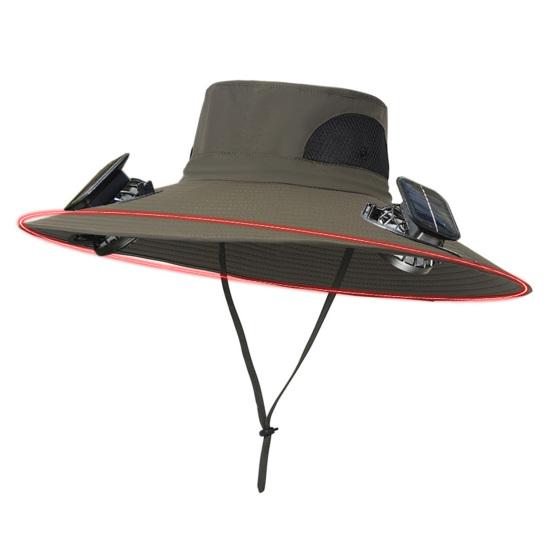 

Широкополая шляпа от солнца со встроенным солнечным вентилятором для мужчин и женщин, летняя охлаждающая пляжная шляпа-ведро для рыбалки на открытом воздухе, пешего туризма, кемпинга F