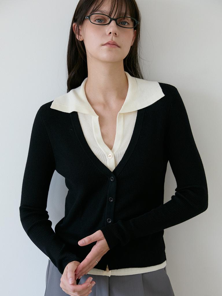 Tieseueichi Collared Layered Knit 3 Colors