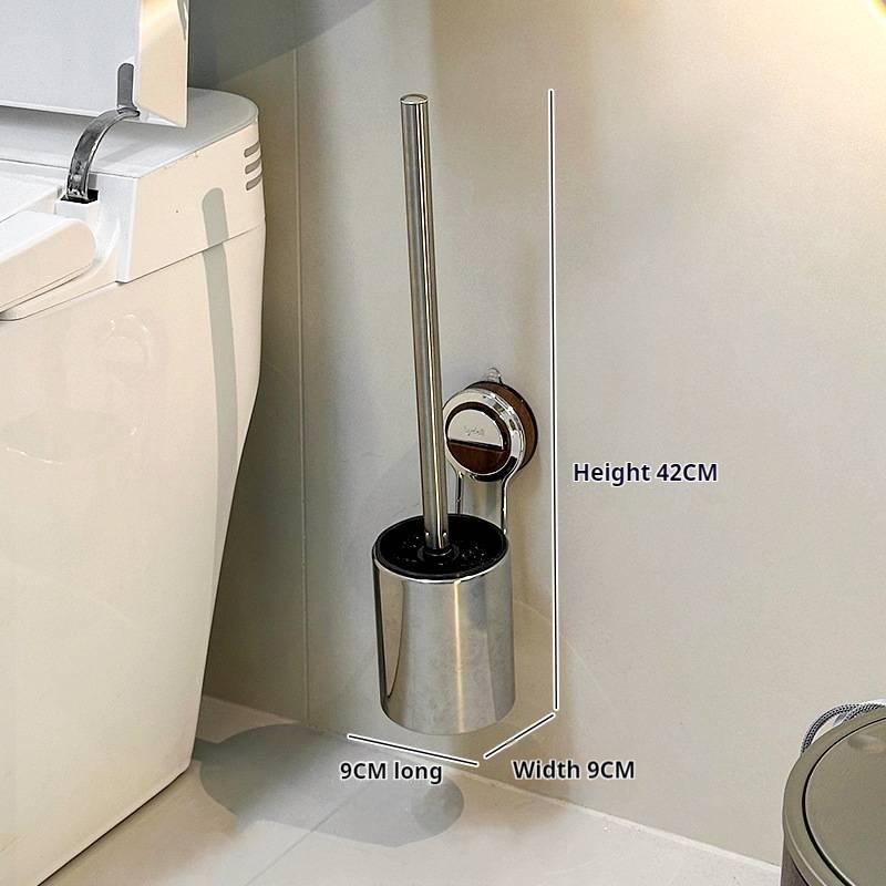 Quality Assurance Stainless Steel Long-Handle Bathroom Cleaning Brush Set 360 Degree Bathroom Cleaner Brush (Silver,L)