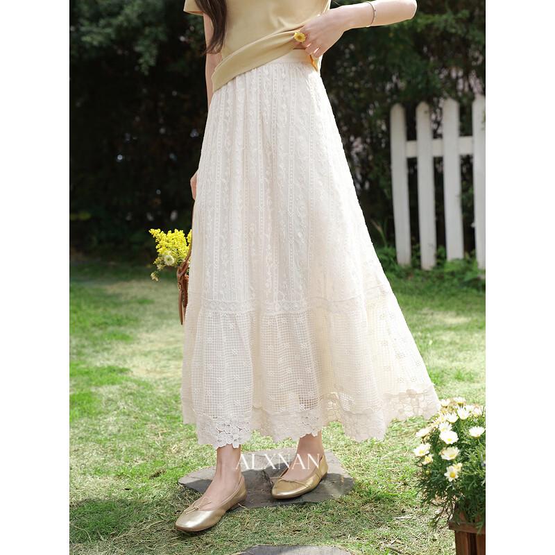 Lace A-Line Midi Skirt M