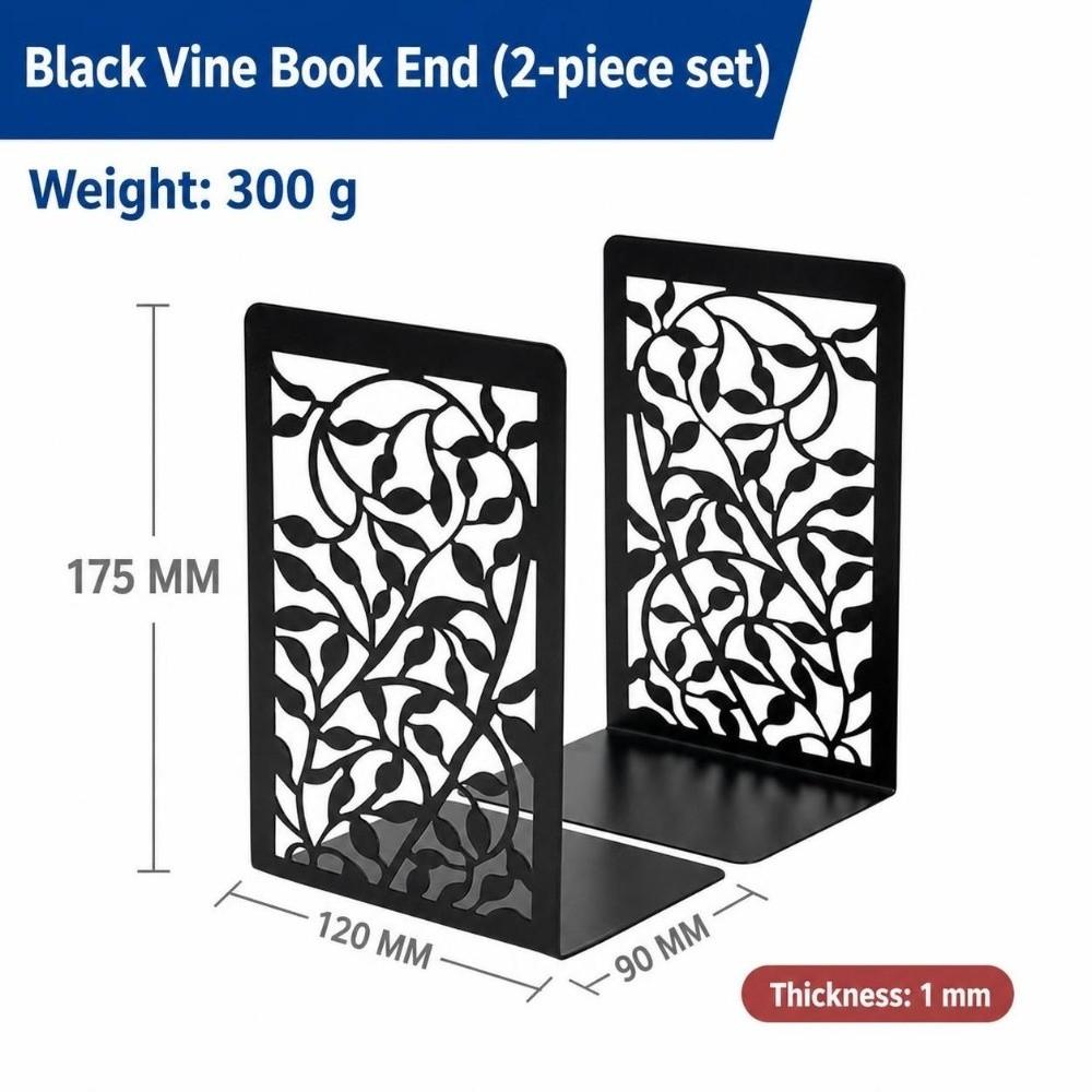 2Pcs Hollow Tree Pattern Metal Bookends T-Shape Non-slip Book Holder  Gift