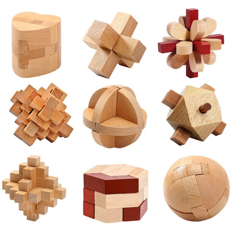 Wooden Luban Lock Unlock Interlocking Puzzle Rompecabezas IQ Test Brain Teaser Game For Adults And Kids Educational Toys