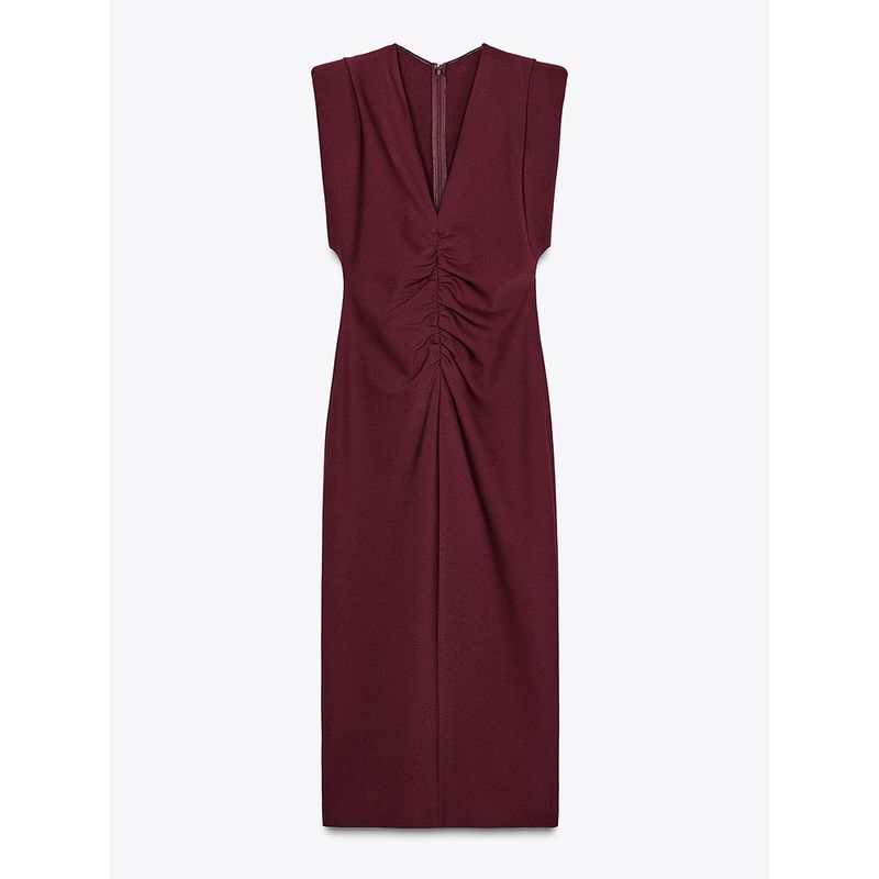 Za2025 Summer New Product Women's Clothes Elegant Closing Belt Padded Shoulder Midi Skirt Dress 2371402 800