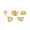 DIEZI Vintage Beach Style Big Acrylic Rhinestone Rings For Women Men Girls Punk Gold Color Geometric Knuckle Joint Ring Jewelry