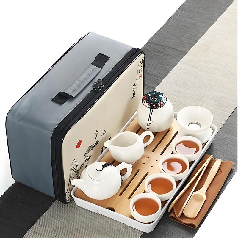 Portable White Porcelain Tea Set Outdoor Simple Sle Home Travel Kung Fu Tea Pot Tea Cup Set Chinese Cerc Diningware
