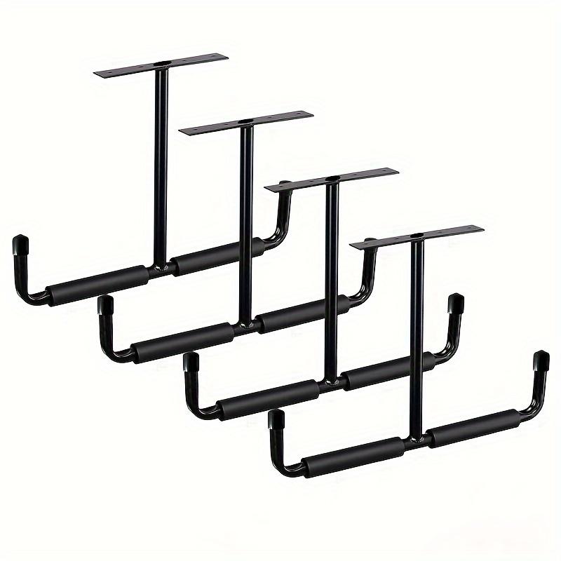 1pc Heavy-Duty Ceiling-Mounted Garage Storage Hook Rack - Overhead Hanging Shelf with Metal Hooks Suitable for Hanging Hoses, Wood, Bulky Items