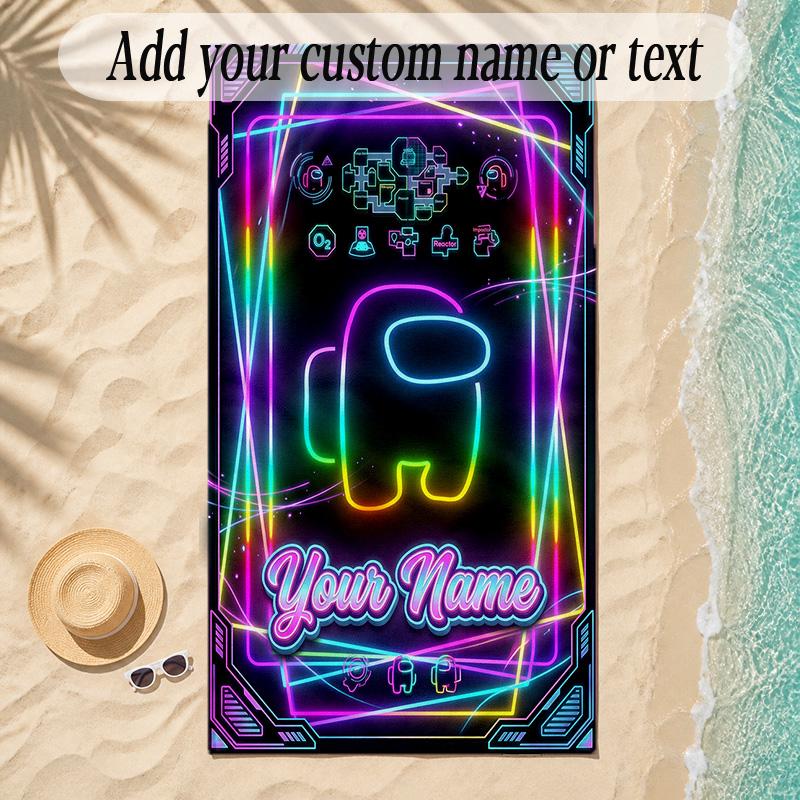 Beach TowelAmong Us Custom Name Text Personalized Soft Towel for Beach Pool Indoor Home Decor Gift