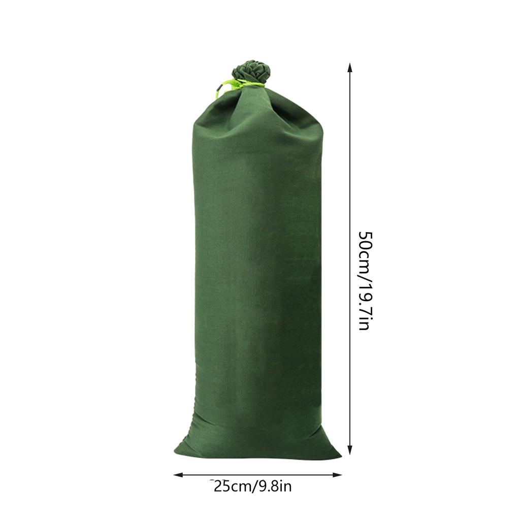 Flood Prevention Sandbag Green Reusable Canvas Flood Water Barrier Sand Bag with Drawstring for House Windows Doors