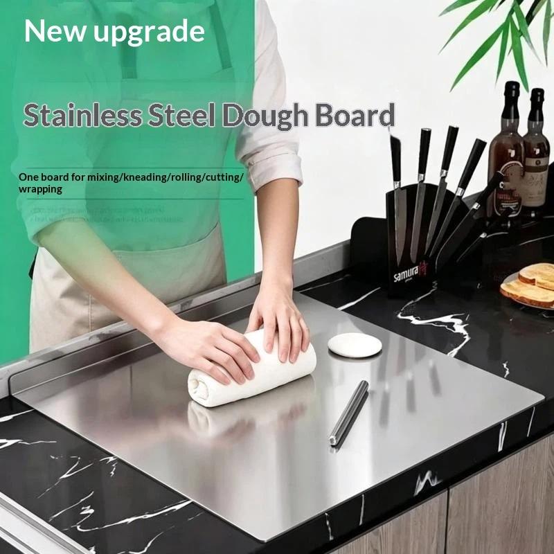 L-Shaped Chopping Board Stainless Steel Large Size Doublesided Chopping Board Kitchen Tool Home Fruit Cutting And Kneading Panel