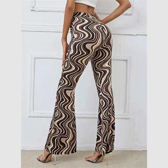 Damen-Hose, ausgestellte Hose mit Wasser-Ripple-Print, schmale Passform, Outdoor-Sport, Yoga, lässige Jogger