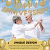 Fulmoon Happy Anniversary Banner Glitter Happy Anniversary Decorations Wedding Party Banner Romantic Decorations No DIY Pre-strung for Wedding Party
