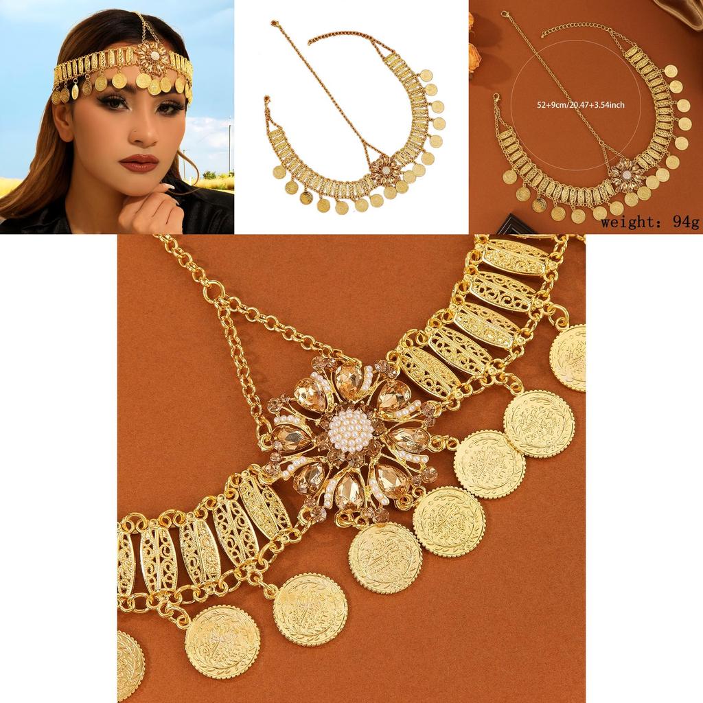 Bridal Hair Wrap With Water Crystal Flowers And Tassels For Wedding And Party Use