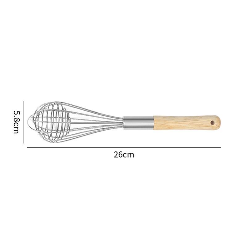 Stainless Steel Eggbeater Cream Mixer Spin Stirrer Egg Whisk Manual Wood Handle Knead Dough Rotary Eggbeater Stiring Stick