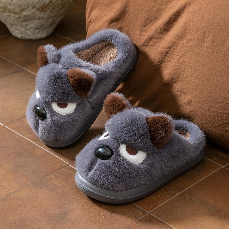 Kids' Cartoon Cotton Slippers - Warm Fleece Lining, Thick Sole, for Boys, Autumn/Winter