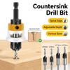 Premium Alloy Countersink Drill Set W/ Spiral Flute & Depth Gauge 4 Replaceable Bits (2.8-4mm X 80-100mm) for Woodworking Tool