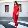 European and American Women's Satin Mid-length Dress with Ruched Waist and Cowl Neck.
