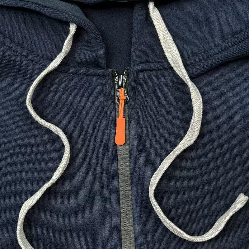 2025 Men's Autumn/Winter Fleece Zip-up Hoodie & Multi-pocket Cargo Pants Sports Set