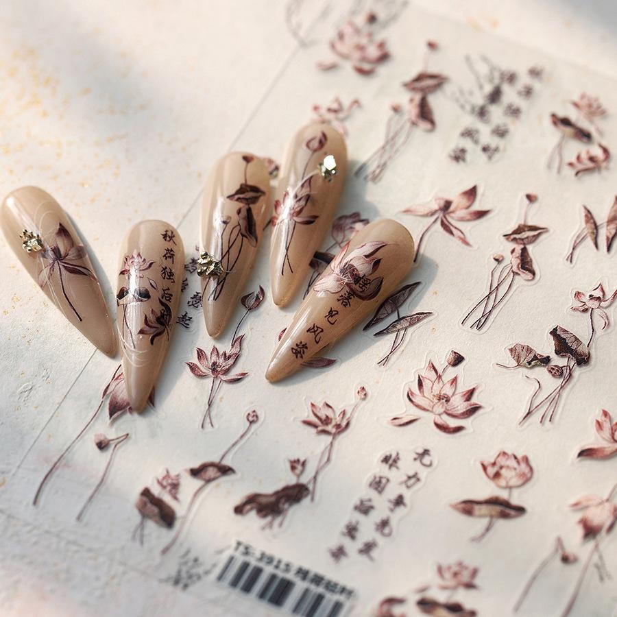 

Moji Magico Thin Blade Lotus Nail Stickers TS-3915 - Withered Lotus Design