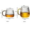 1-6PCS Japanese Striped Glass with HandleTransparent Water Cup Home Net Celebrity Heat-Resistant Drinking Juice Cup Wine Glasses