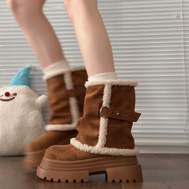 Thick-soled Northeast Snow Boots Winter Fleece Thickened Cotton Boots Fashion Sleeves Short Boots