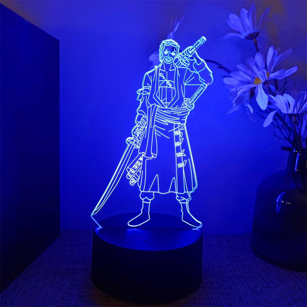 One Piece Figures Zoro Luffy Anime Sex Figurine LED Night Lights Action Figure 3D Lamp Color Changing Toys Doll Usopp Xmas Gifts